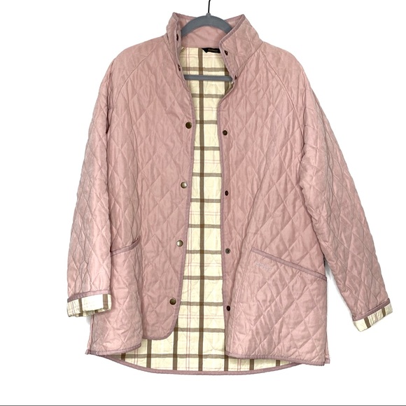 Barbour Jackets & Blazers - Barbour diamond quilted pink jacket with classic tartan lining EUC